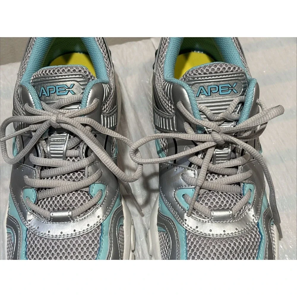 APEX BOSS Runner Orthotic Sneaker Shoe Silver/Sea Blue X527W Women's Size 10.5